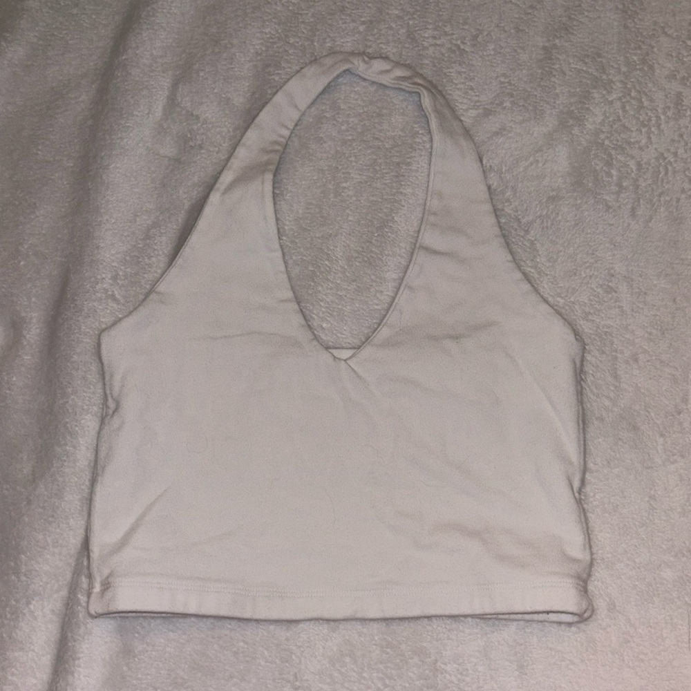 Brandy Melville White Halter Neck Crop Top